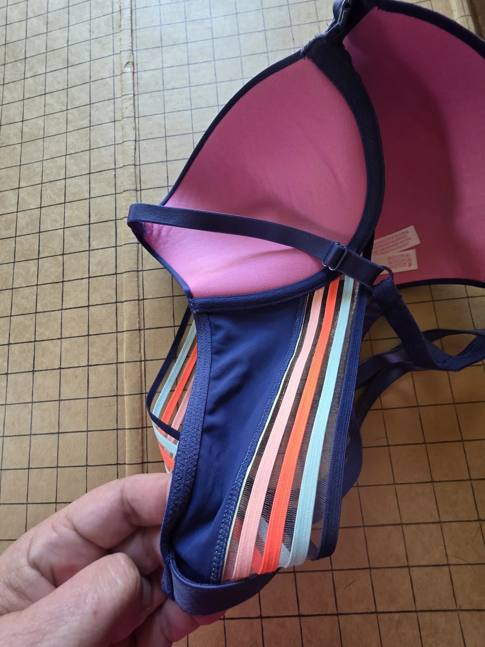 PINK Victoria’s Secret Strappy Sports Bra 36C Blue Multicolor